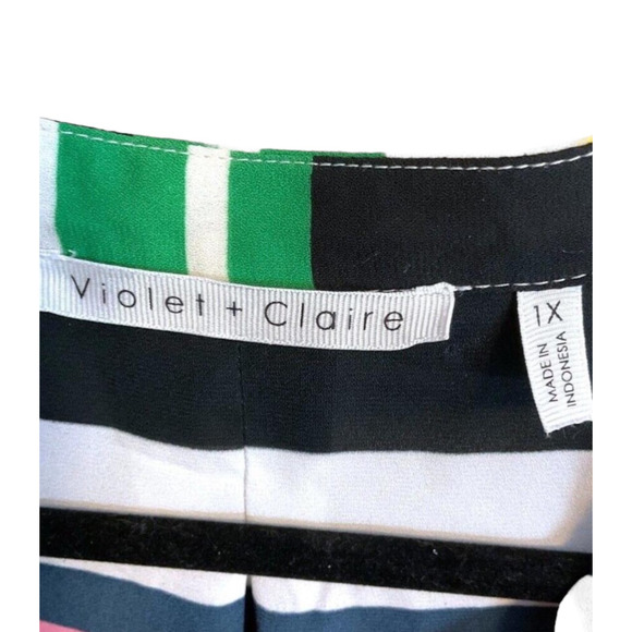 VIOLET + CLAIRE TUNIC BLOUSE Women's SZ XL Color Block Striped Sleeveless Top - Picture 2 of 7